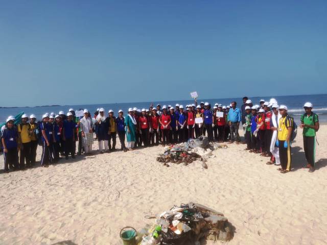 Malpe beach cleaning initiative by Madhava Kripa School, Maniapal